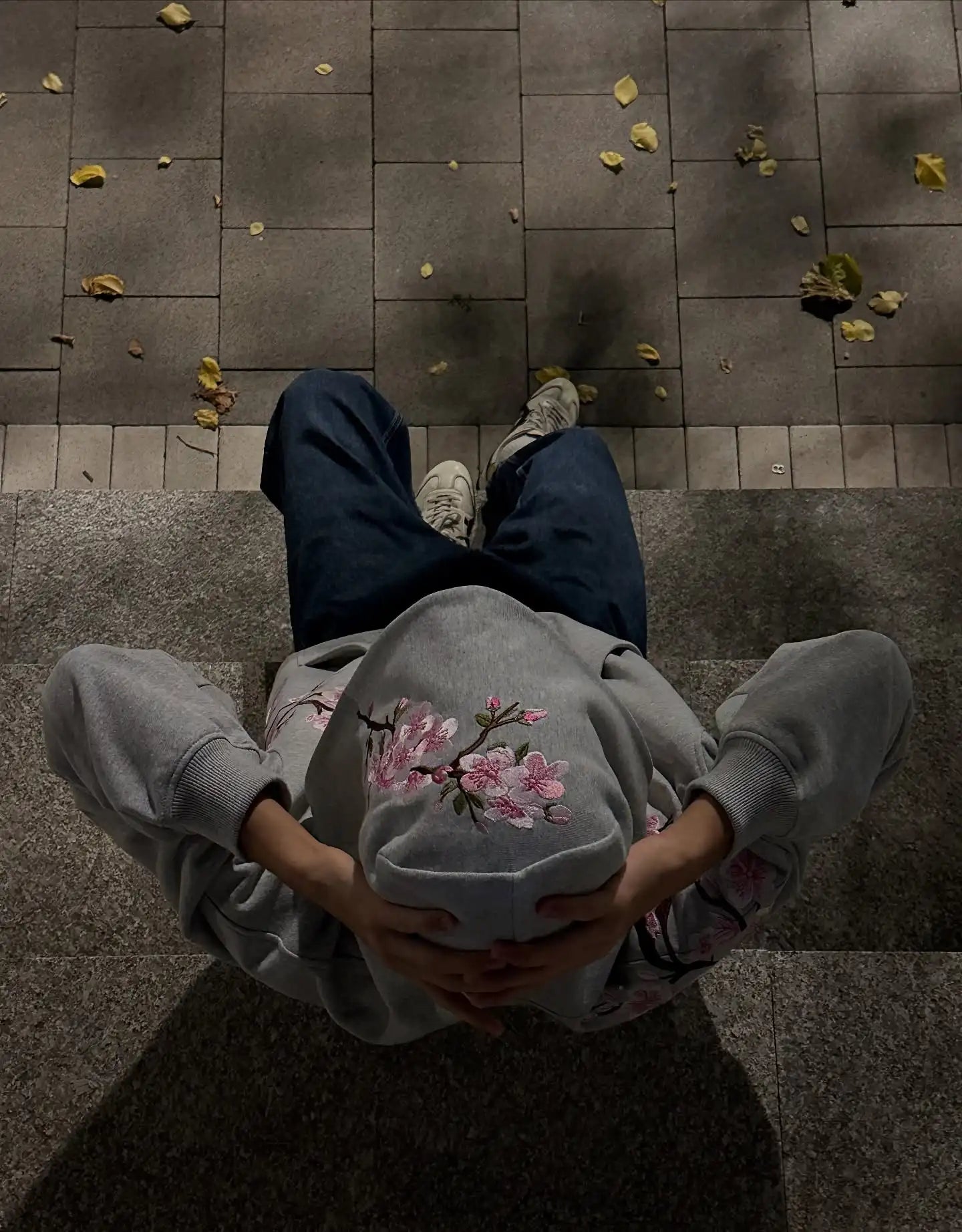 Y2K Vintage Oversized Cherry Blossom Embroidered Hoodie