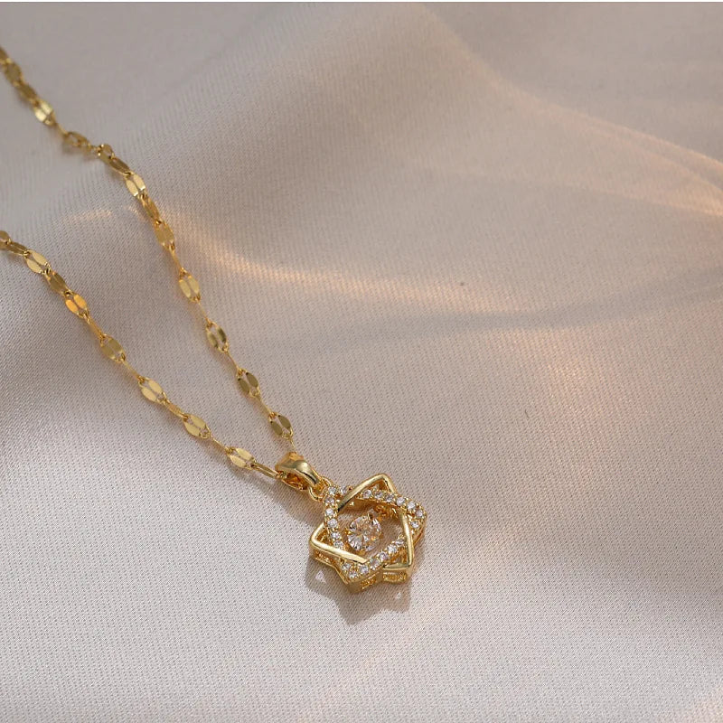 Collier en argent sterling avec pendentif étoile de David, pour femme, avec cristaux mobiles, bijoux hébraïques israéliens, en acier inoxydable, pendentifs Hanouka