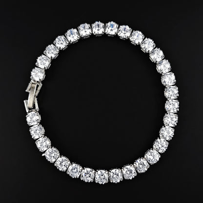 2024 New Luxury Silver Color on Hand 4MM 17CM Princess Bracelet Bangle for Women Anniversary Gift Jewelry Wholesale S5650