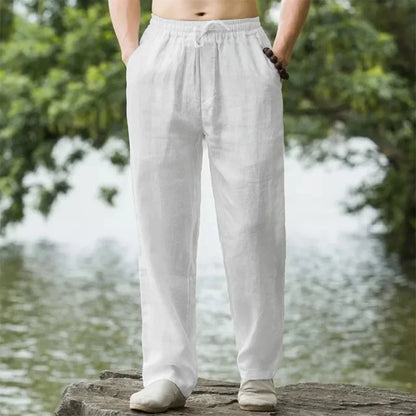 summer spring 2025 New Men's Cotton Linen Pants Male Autumn New Breathable Solid Color Linen Trousers Fitness Streetwear S-5XL