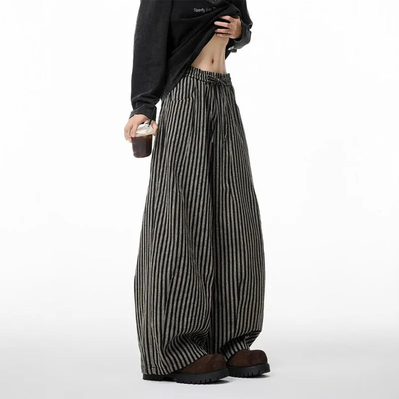 Vintage Stripe Wide-Leg Trousers