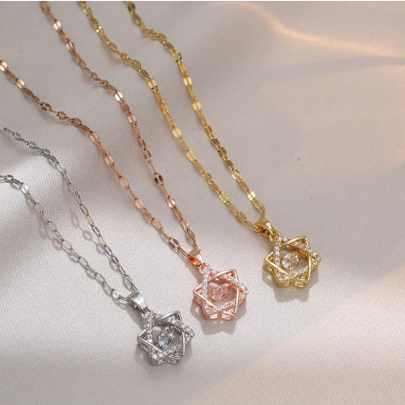 Collier en argent sterling avec pendentif étoile de David, pour femme, avec cristaux mobiles, bijoux hébraïques israéliens, en acier inoxydable, pendentifs Hanouka