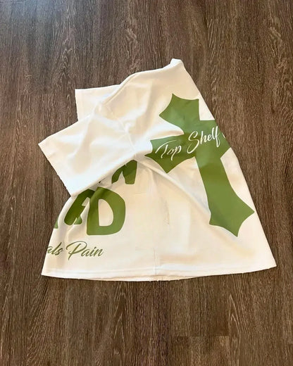 Camisola Gráfica de Algodão Puro com Gola Redonda Estilo High Street, Nova Camiseta Estampada Feminina Marca Trendy Solta Casual de Casal Americana Harajuku Y2k