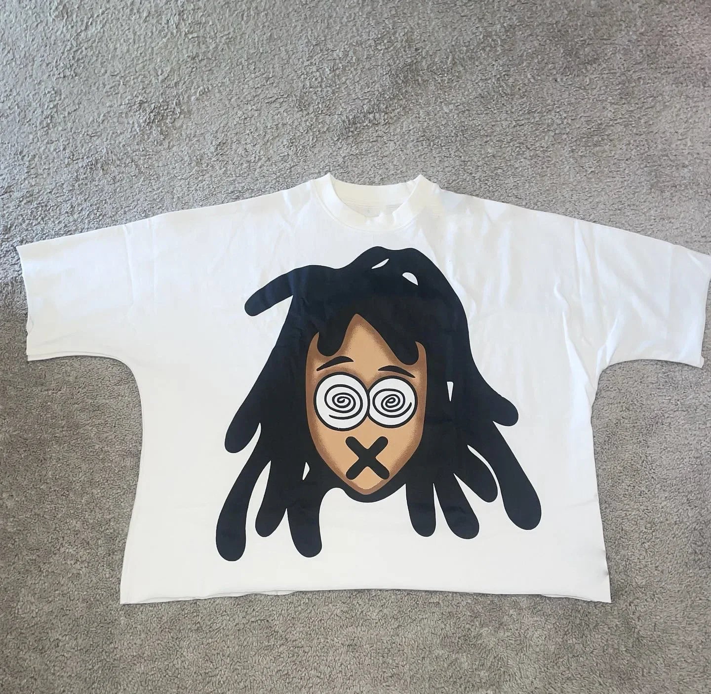 T-shirt ample unisexe en coton style hip-hop streetwear Harajuku avec motif de dessin animé américain chic