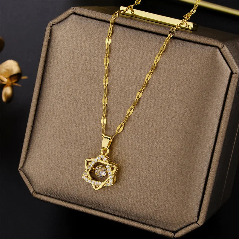 Collier en argent sterling avec pendentif étoile de David, pour femme, avec cristaux mobiles, bijoux hébraïques israéliens, en acier inoxydable, pendentifs Hanouka
