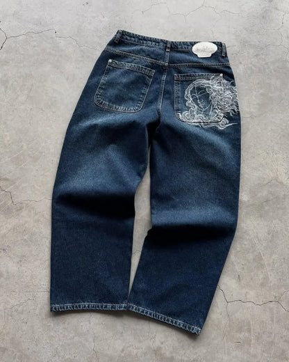 Jeans Sakura Embroidery Pants