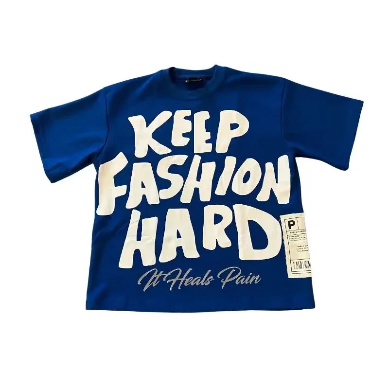 T-shirt Imprimé Graphique Col Rond Pur Coton High Street Nouveau Femme Tendance Marque Ample Décontracté Couple Américain Harajuku Y2k