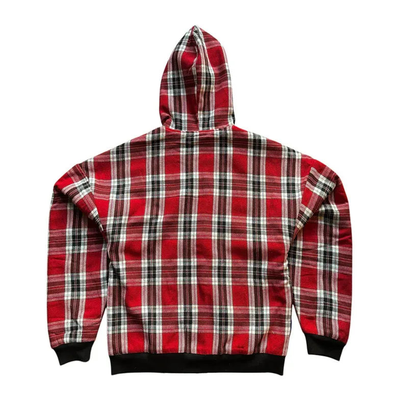 Sweat à capuche rayé automne-hiver 2025, style streetwear Y2K, broderie drapeau national, coupe ample