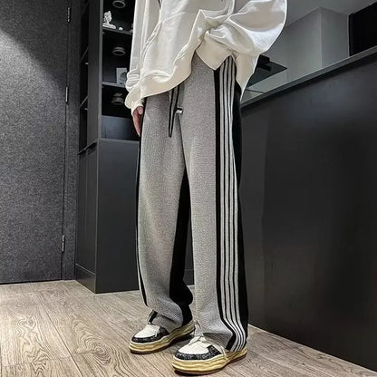 Trousers Summer Men's Sweatpants Thin Striped Straight Male Sports Pants Wide Leg Big Size Korean Y2k Fashion 2025 Casual Long