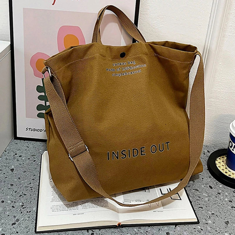 High Quality Canvas Men and Women Simple Cross-body Bag Wash Canvas Thick Handbag Large Capacity Arts Students Package Satchel