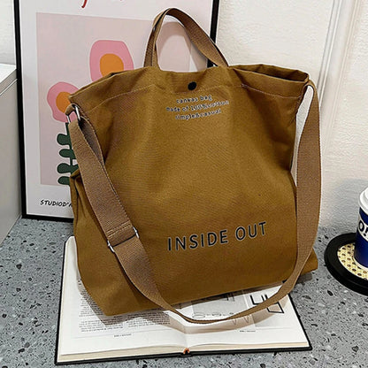 High Quality Canvas Men and Women Simple Cross-body Bag Wash Canvas Thick Handbag Large Capacity Arts Students Package Satchel