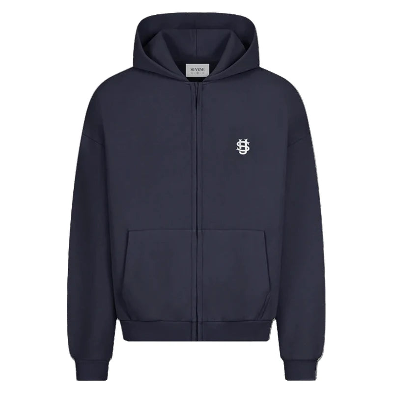 Sweat à capuche de survêtement couleur unie style streetwear