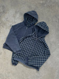 Hoodie zippé réversible à carreaux style rétro américain, mode masculine, nouveau sweat décontracté Harajuku Y2K délavé épais, femme