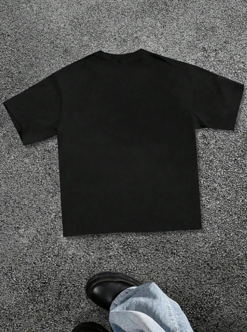 T-shirt London Elastic Text, T-shirt graphique à police audacieuse, Convient aux vêtements de style urbain pour hommes, Convient à toutes les saisons, Confortable et ajusté, Cadeau idéal