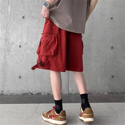 2024 Black Cool Cargo Shorts for Men and Women Couples Thin Loose Dopamine Sports Casual Korean Hip Hop Outwear Shorts Men