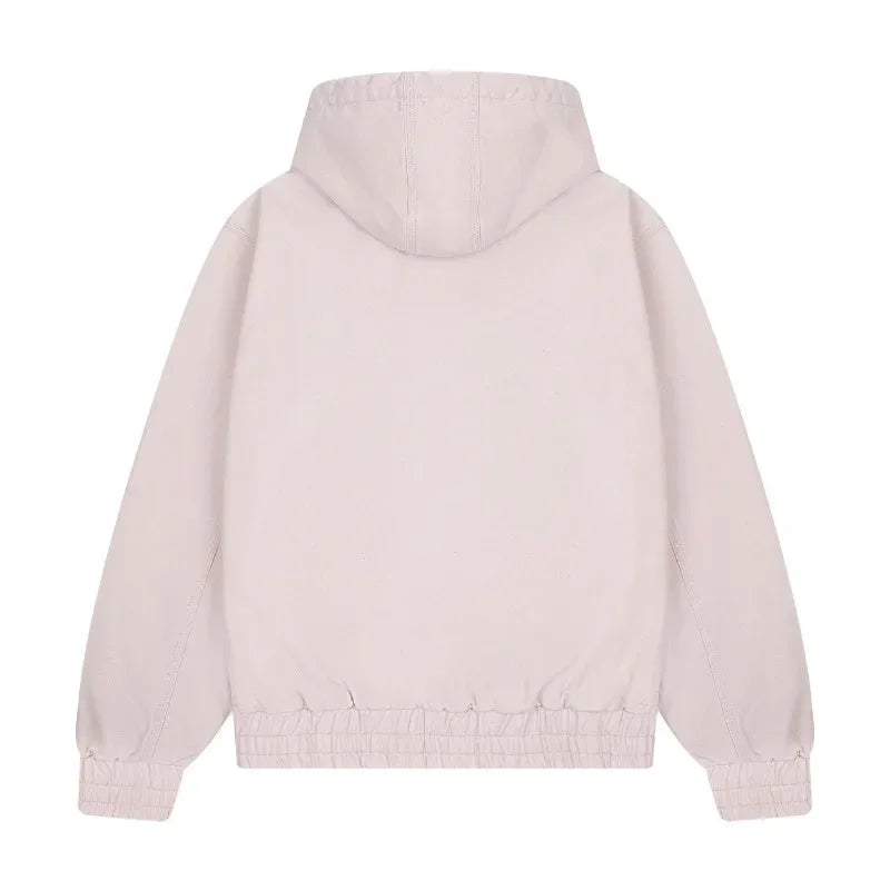 Sweat-shirts Harajuku surdimensionnés à capuche et fermeture éclair roses brodés de pruniers pour hommes et femmes, nouvelle mode gothique Y2K, rétro urbain