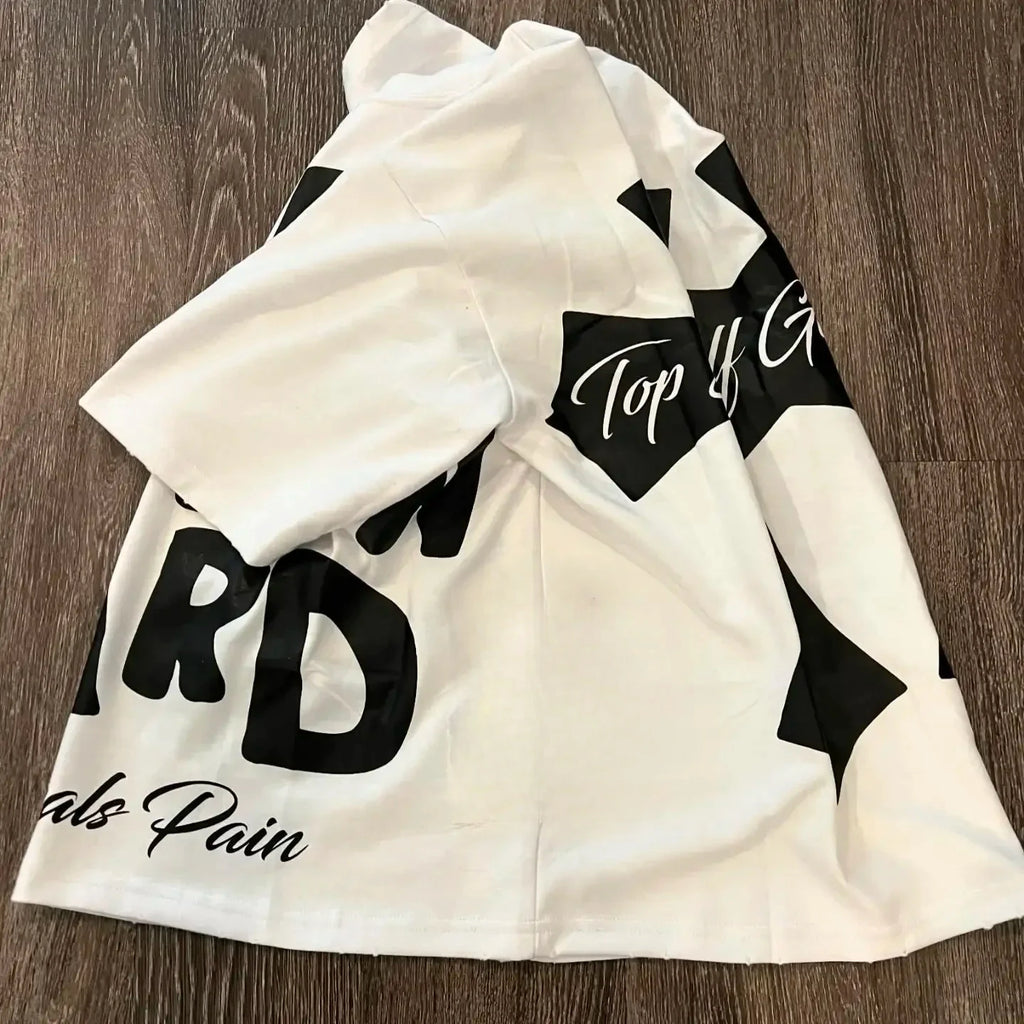 T-shirt Imprimé Graphique Col Rond Pur Coton High Street Nouveau Femme Tendance Marque Ample Décontracté Couple Américain Harajuku Y2k