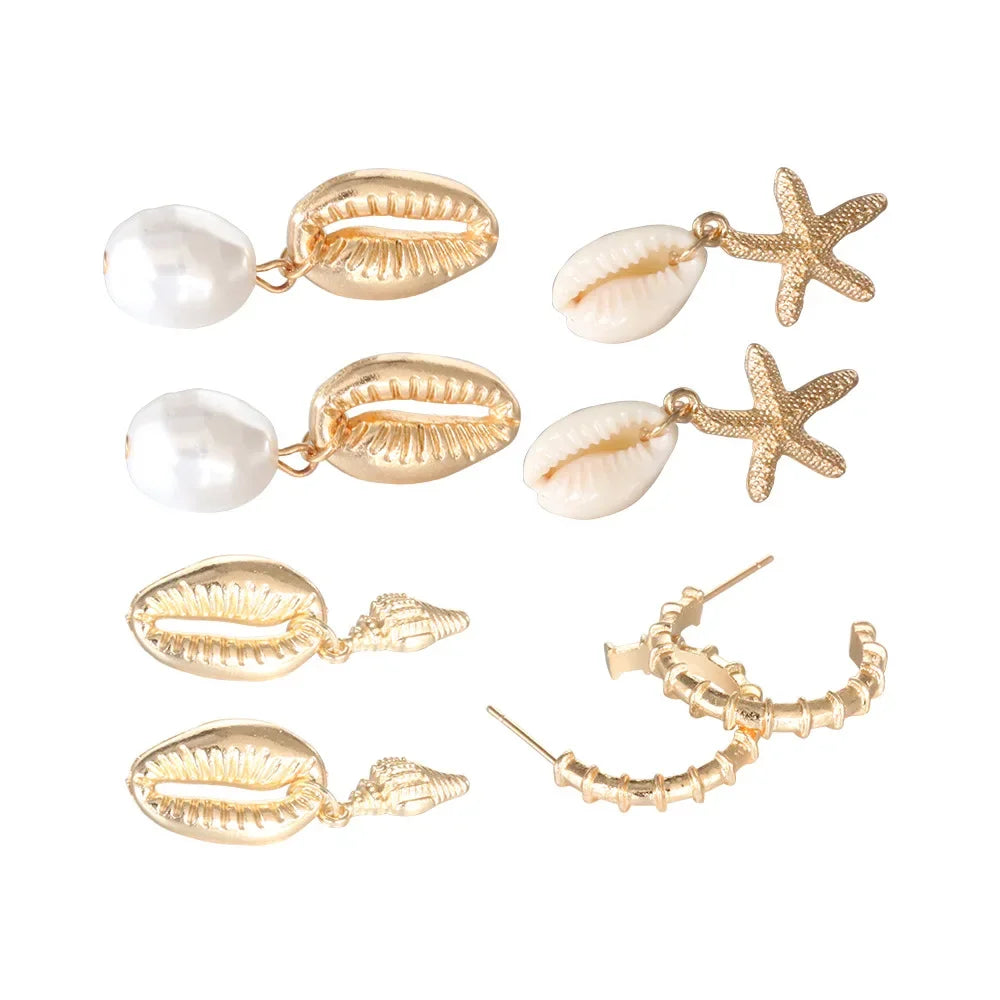 Shell & Pearl Earring Set