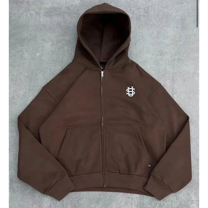 Hoodie Tracksuit Solid Color Street Fashion Style