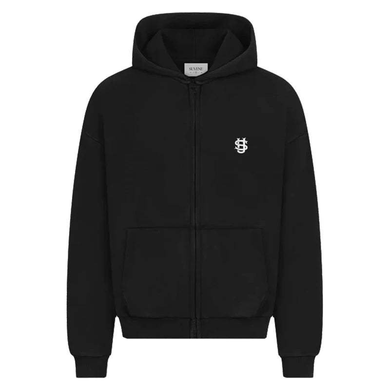 Sweat à capuche de survêtement couleur unie style streetwear