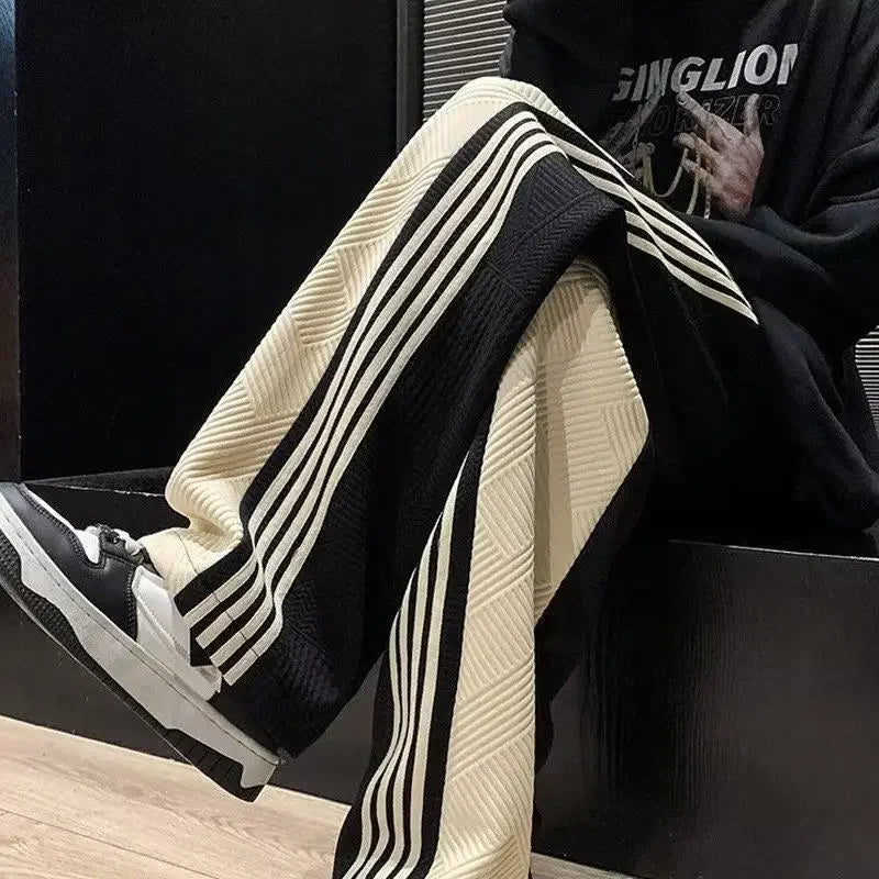 Striped Straight-Leg Sweatpants