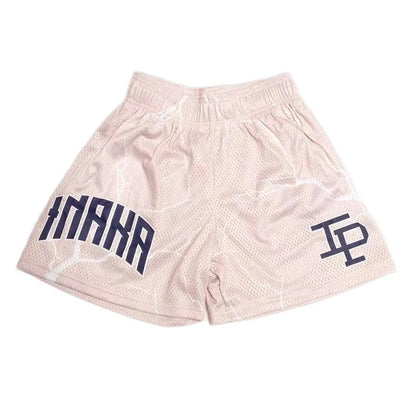 Summer Men's INAKA IP Leopard Print Mesh Shorts Elastic Waist Drawstring Breathable Quick Dry Gym Workout Fitness Casual Pants