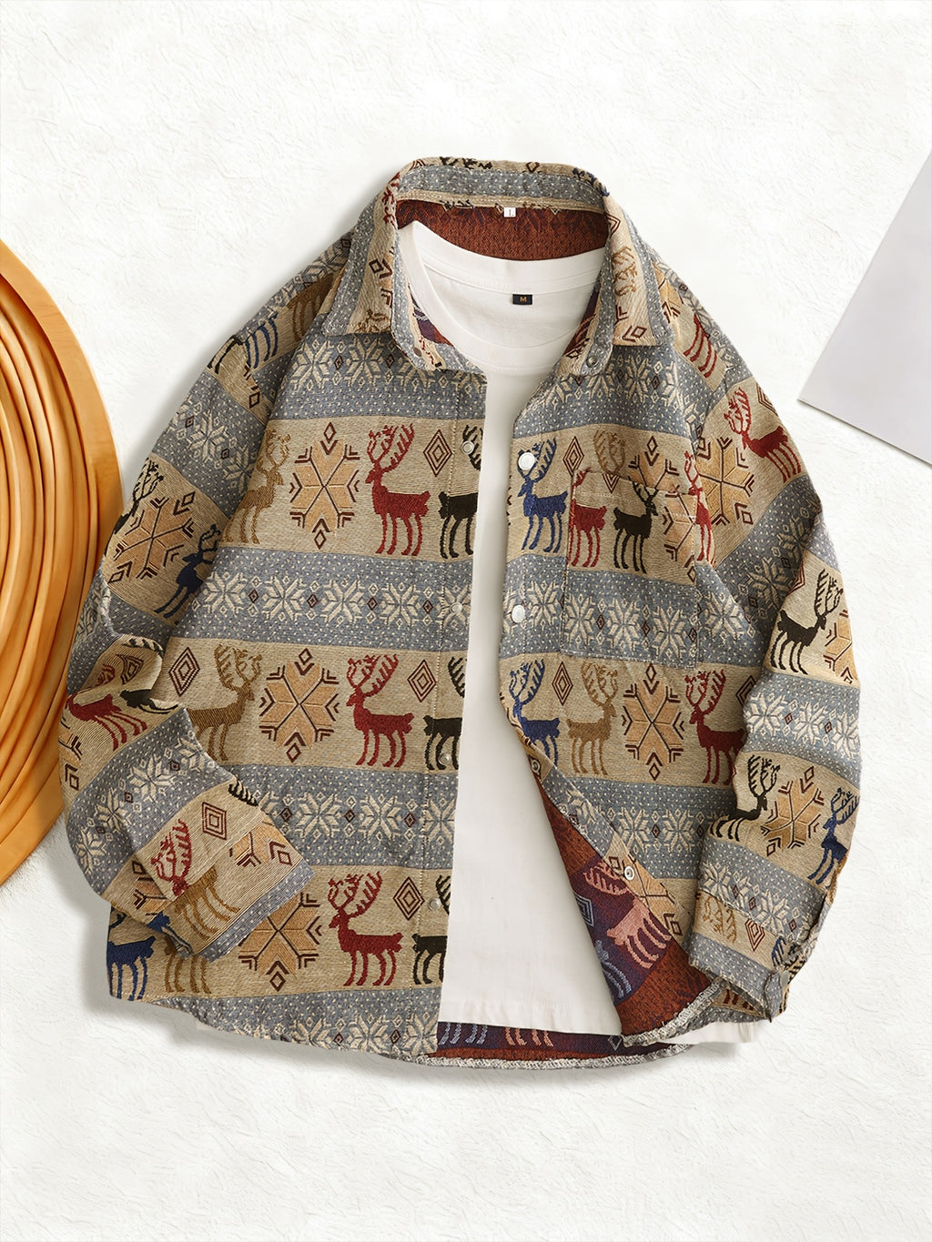 Chemise à manches longues vintage américaine en jacquard tissé pour homme, motif Van Gogh, idéale pour les étudiants en art.