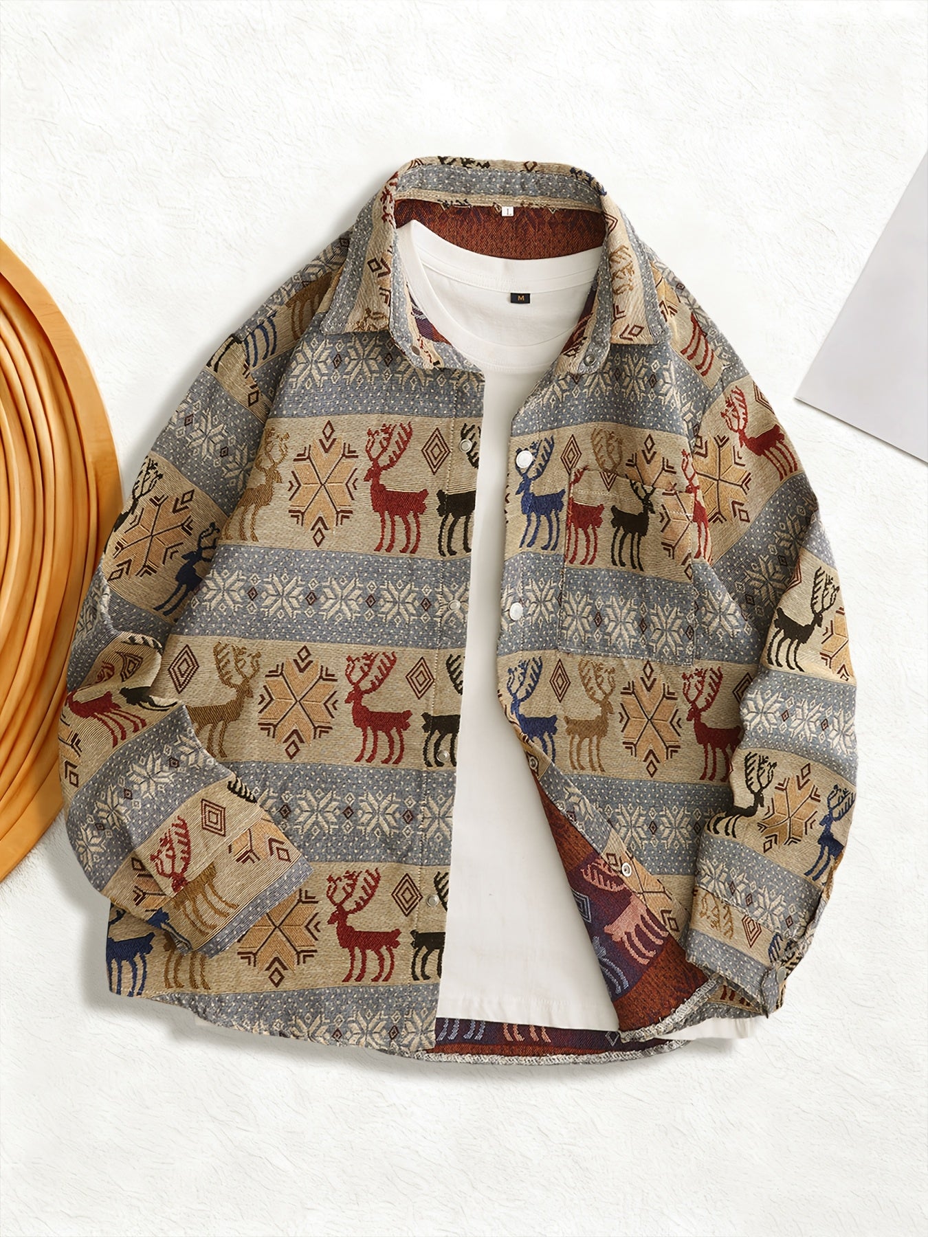Chemise à manches longues vintage américaine en jacquard tissé pour homme, motif Van Gogh, idéale pour les étudiants en art.