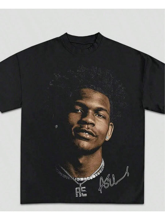 Men's & Women's Vintage Distressed Rapper Portrait T-Shirt - Hip-Hop Streetwear Short Sleeve Tee with Iconic MC Graphics, Loose Fit Round Neck, Machine Washable Suitable for Summer Casual Wear, Concerts, Valentine's Gift for