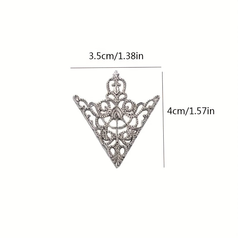 Lot de 2 pinces triangulaires rétro à motif ajouré, accessoires de mode raffinés pour costumes et chemises homme et femme