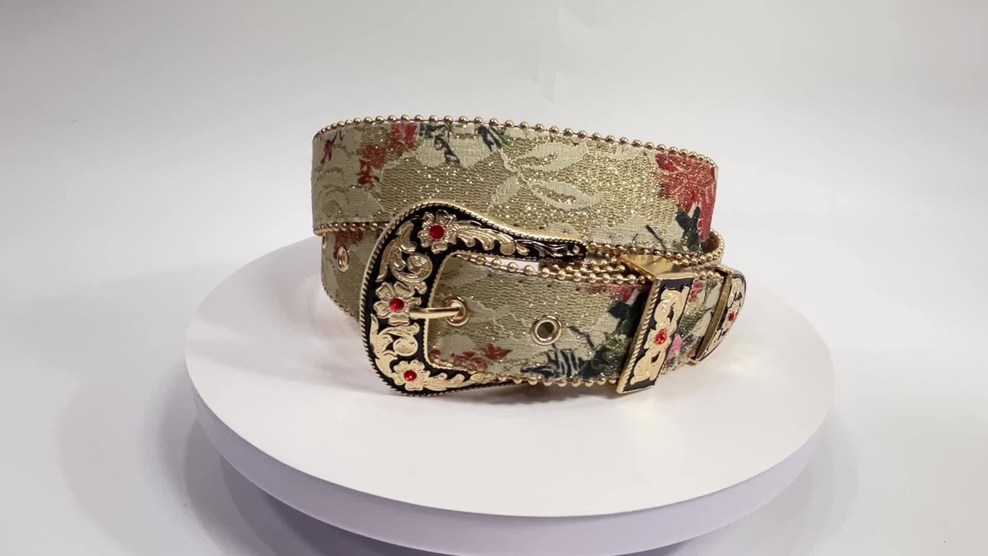 Ensemble 3 pièces style western sculpté avec chemise boutonnée à motif floral et broderie en maille, en denim pour femme, idéal pour les sorties quotidiennes et les robes de soirée, à porter avec une ceinture pour homme