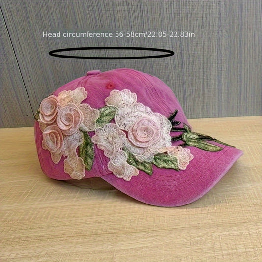 Women's Fashion Sports Baseball Cap, Exaggerated Floral Design, Outdoor Hat, Snapback