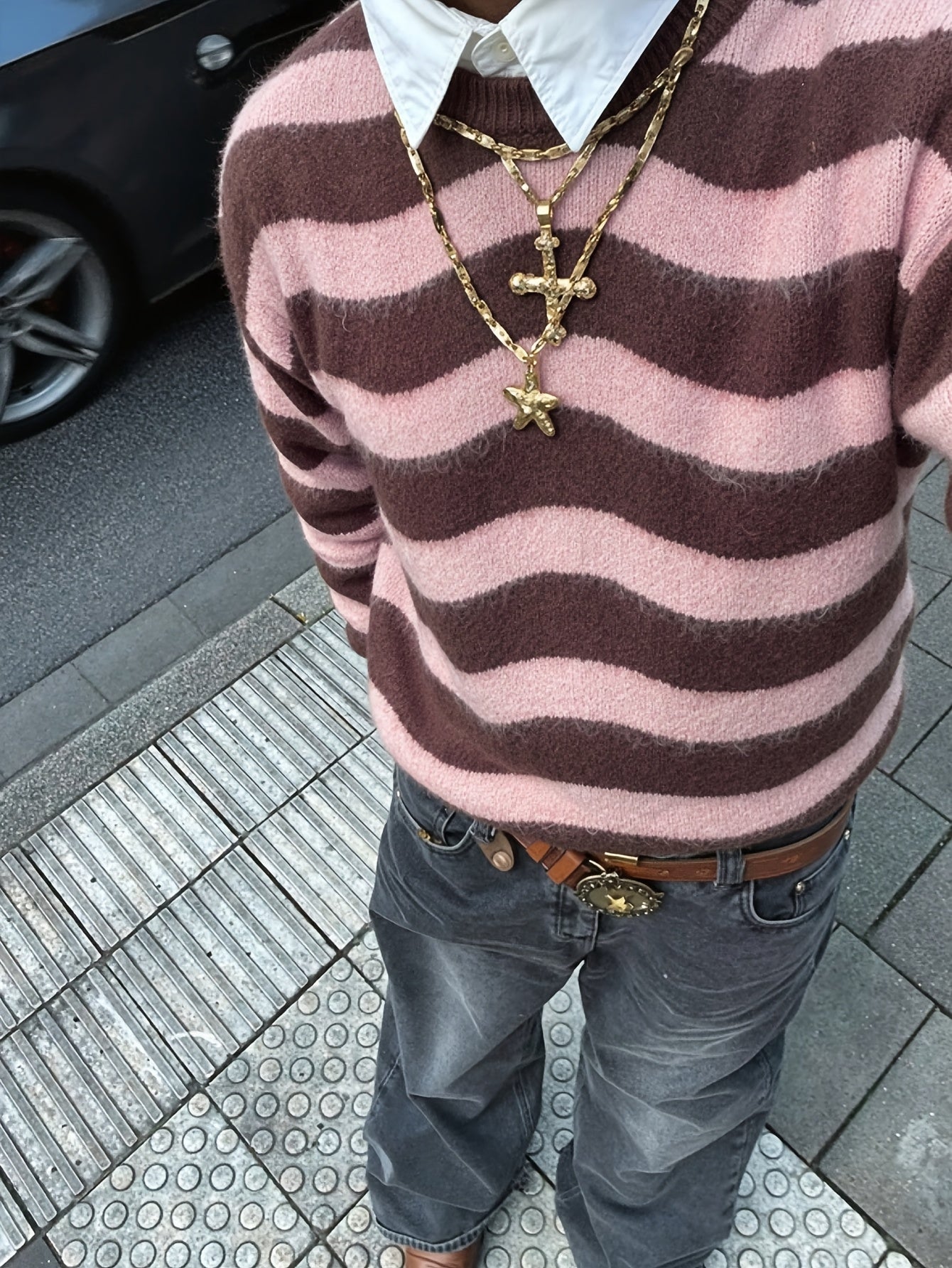 Nouveauté automne/hiver : Pull unisexe à manches longues et col rond rayé, style urbain.