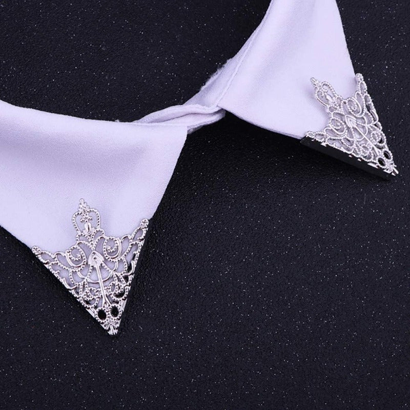 Lot de 2 pinces triangulaires rétro à motif ajouré, accessoires de mode raffinés pour costumes et chemises homme et femme