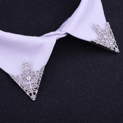 2pcs Retro Hollow Pattern Triangle Clips, Exquisite Fashion Accessories for Men's and Women's Suits & Shirts