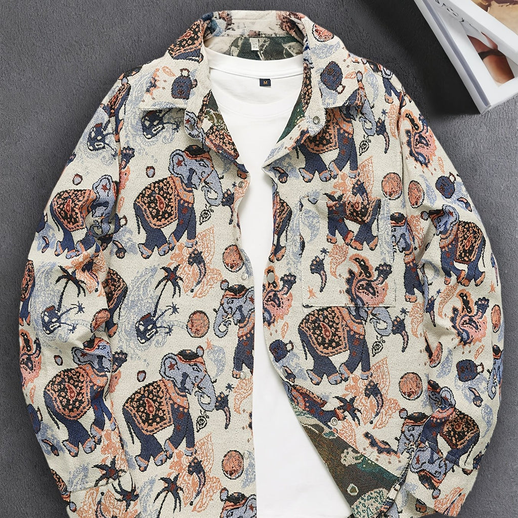 Veste Chemise Homme Vintage Américaine Ours Tissé, Chemise Décontractée Tendance Haut de Gamme pour l'Automne