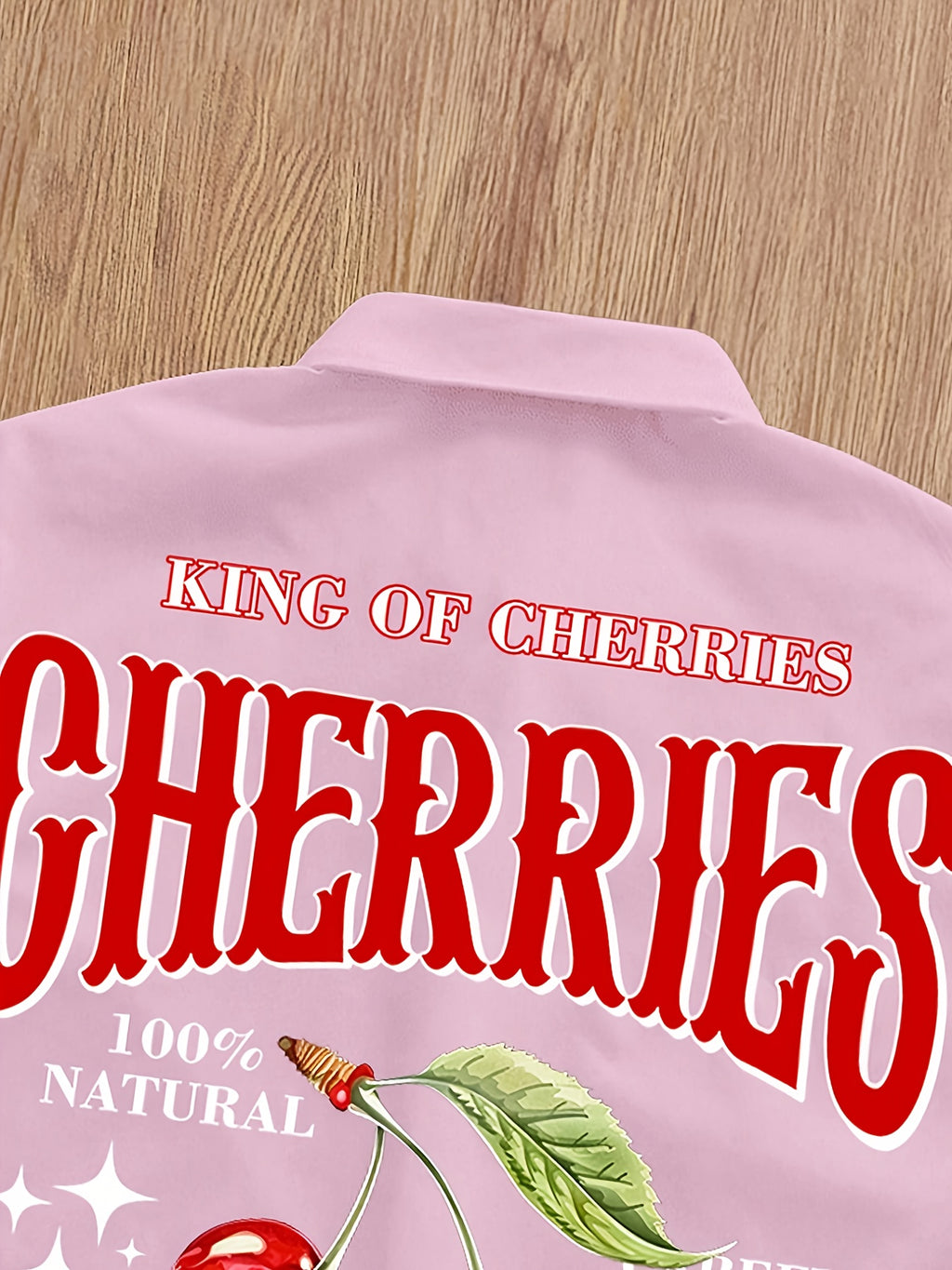 Chemise d'été décontractée à manches courtes pour homme avec motif de cerises et lettres au dos