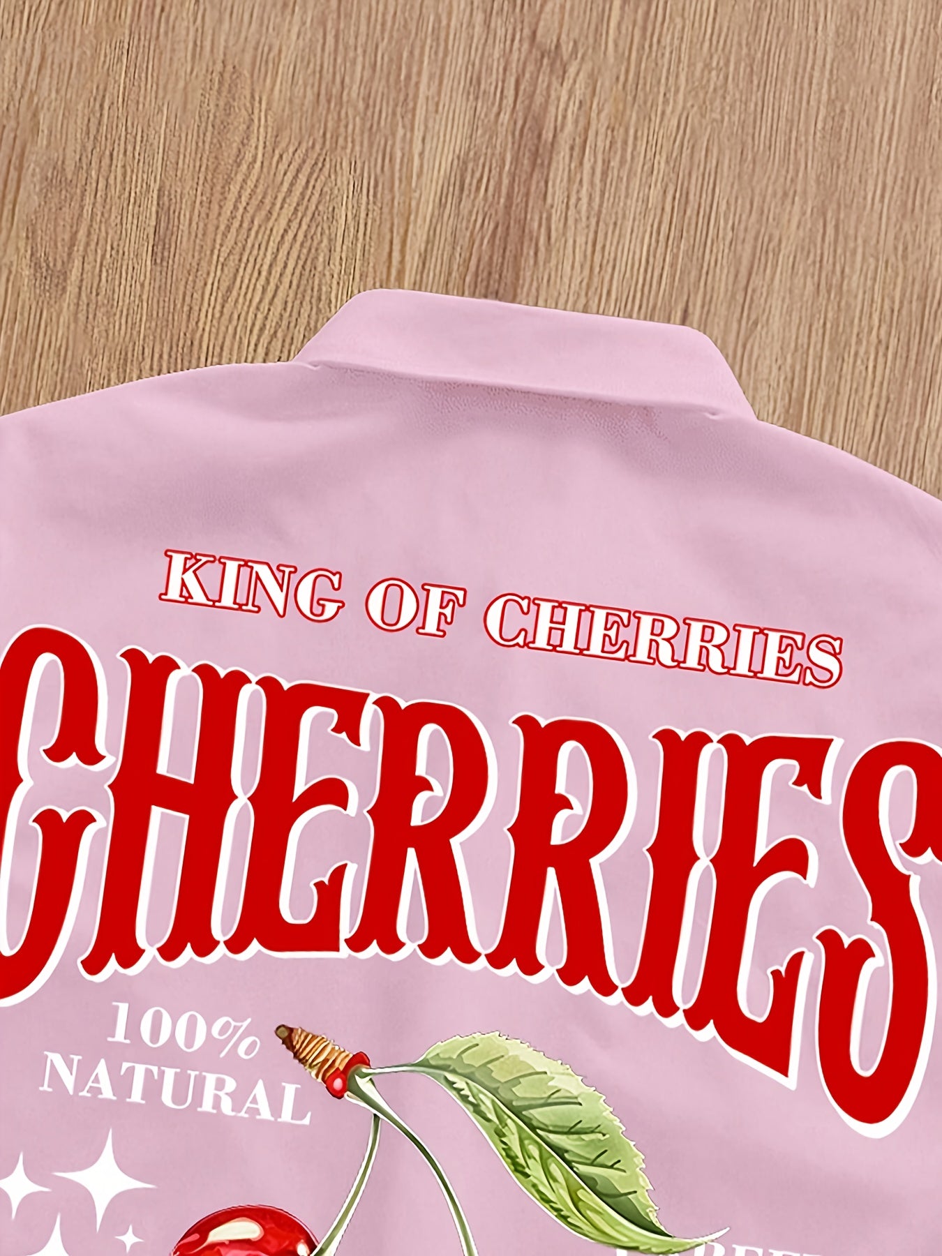 Chemise d'été décontractée à manches courtes pour homme avec motif de cerises et lettres au dos