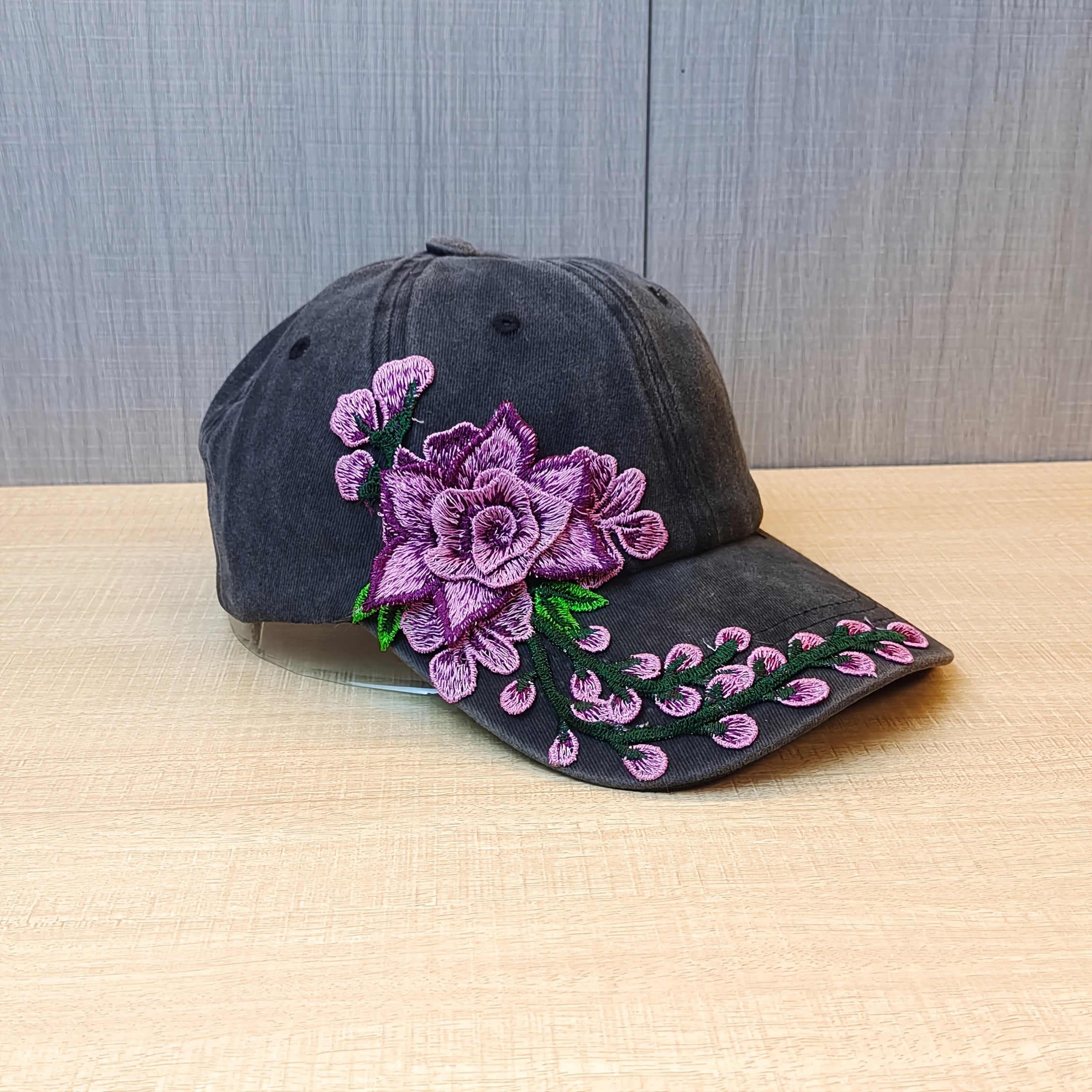 Casquette de baseball vintage brodée à motifs floraux exagérés, style ethnique, casquette bec de canard, chapeau de sport tendance et polyvalent