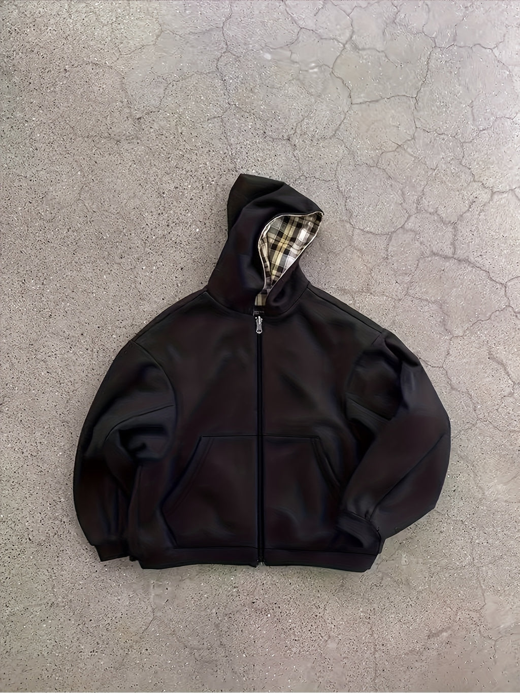 Sweat à capuche à carreaux vintage Y2K, soigneusement sélectionné pour attirer la richesse