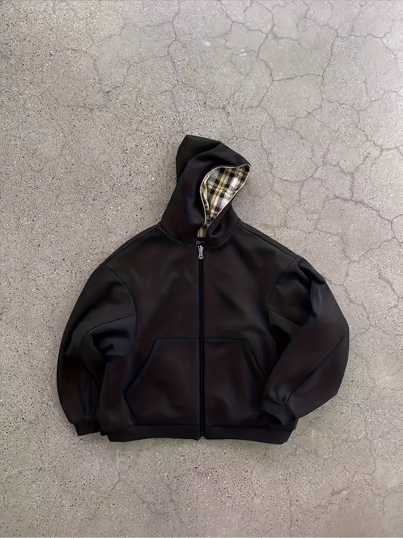 Sweat à capuche à carreaux vintage Y2K, soigneusement sélectionné pour attirer la richesse