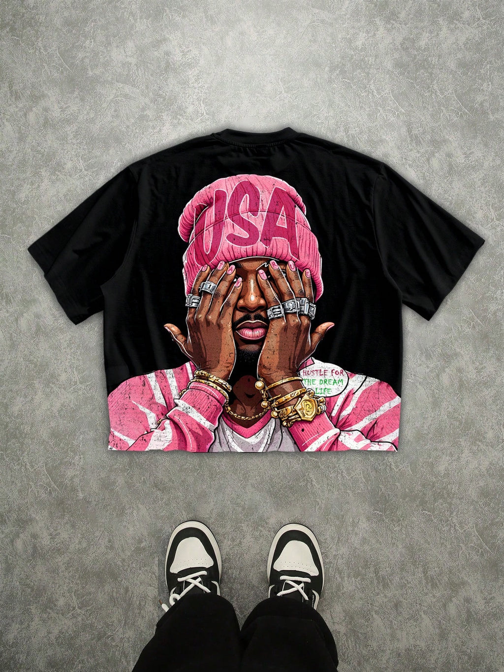 T-shirt blanc à manches courtes pour homme, imprimé numérique 3D, style streetwear hip-hop, t-shirt graphique rappeur, t-shirt à manches courtes pour homme, t-shirt décontracté à col rond et manches courtes pour homme