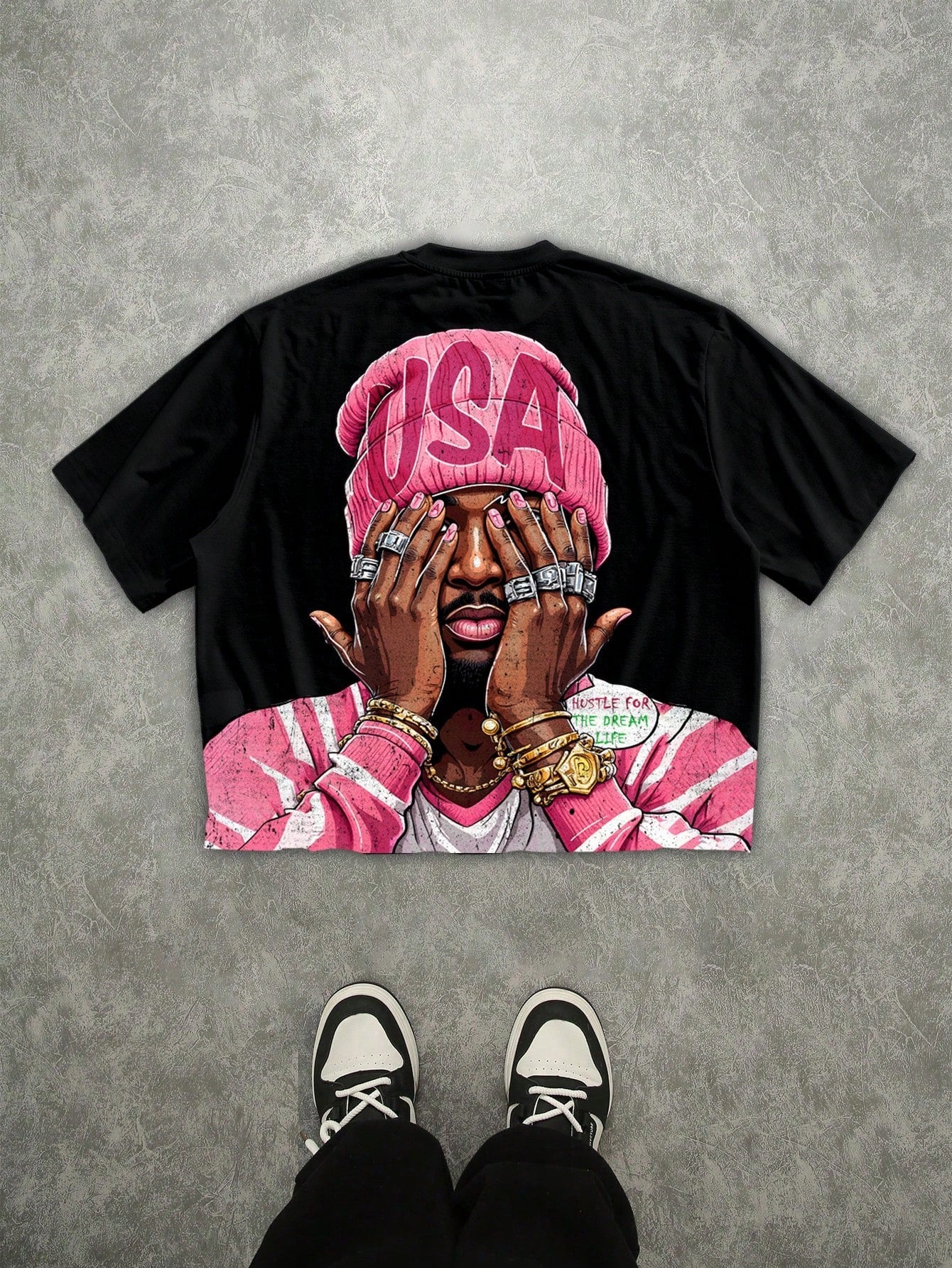 T-shirt blanc à manches courtes pour homme, imprimé numérique 3D, style streetwear hip-hop, t-shirt graphique rappeur, t-shirt à manches courtes pour homme, t-shirt décontracté à col rond et manches courtes pour homme