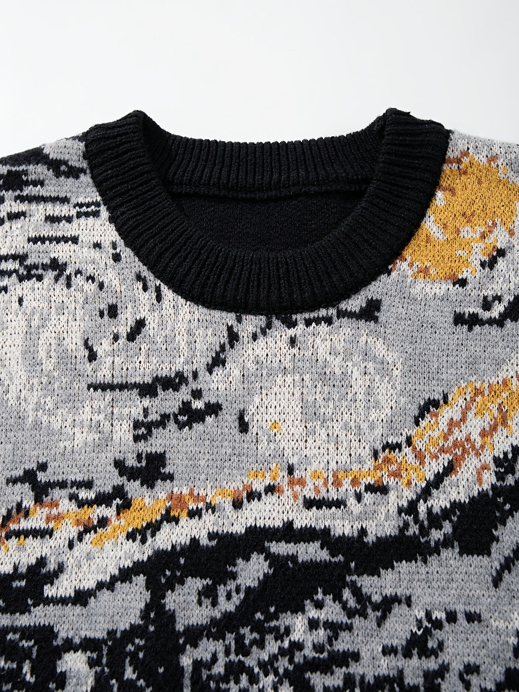Nouveau pull décontracté pour homme, idéal pour l'automne et l'hiver. Coupe ample, orné d'un motif inspiré de Van Gogh représentant un tournesol et un ciel étoilé, avec des manches longues en maille vintage et un col rond.