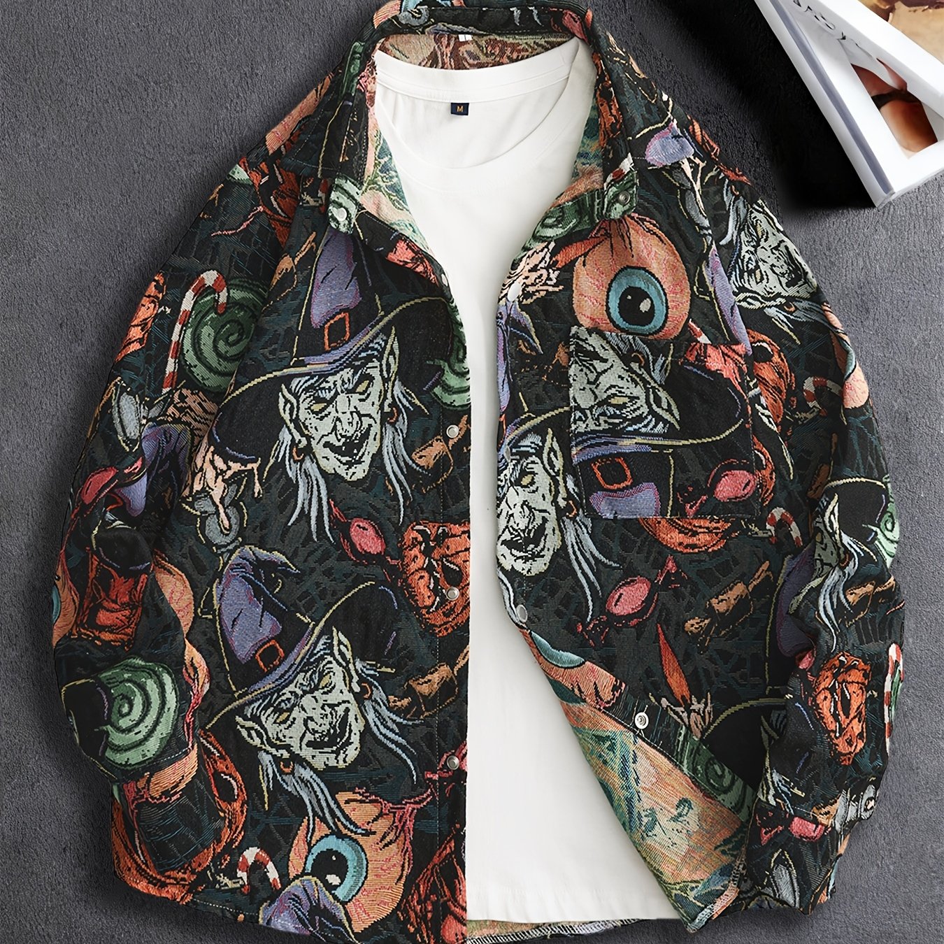 Veste Chemise Homme Vintage Américaine Ours Tissé, Chemise Décontractée Tendance Haut de Gamme pour l'Automne