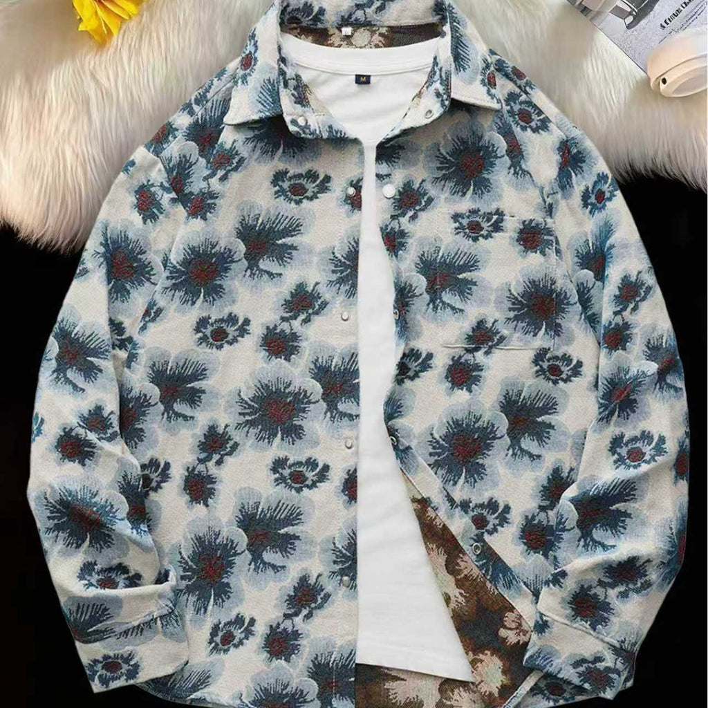 Veste Chemise Homme Vintage Américaine Ours Tissé, Chemise Décontractée Tendance Haut de Gamme pour l'Automne