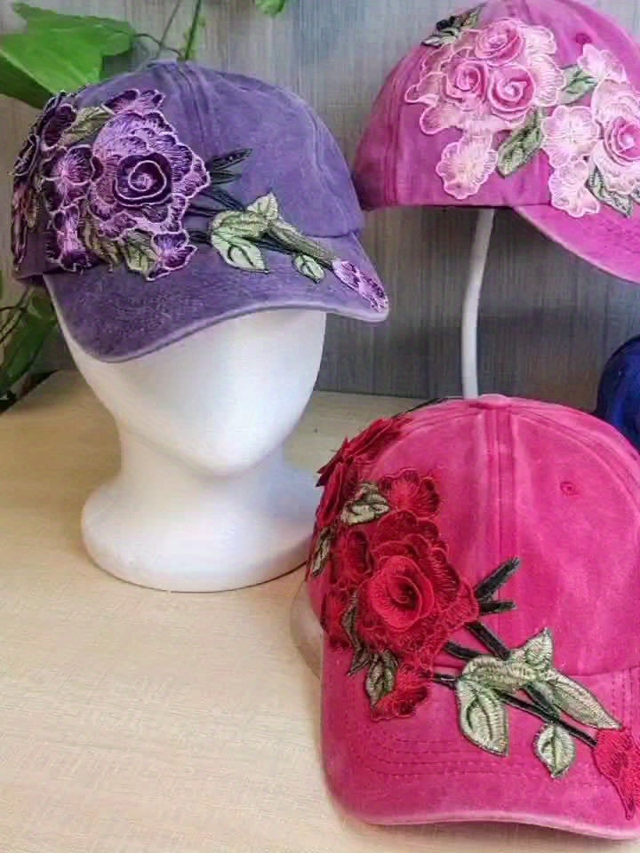 Casquette de baseball sport femme, motif floral exagéré, chapeau d'extérieur, fermeture snapback