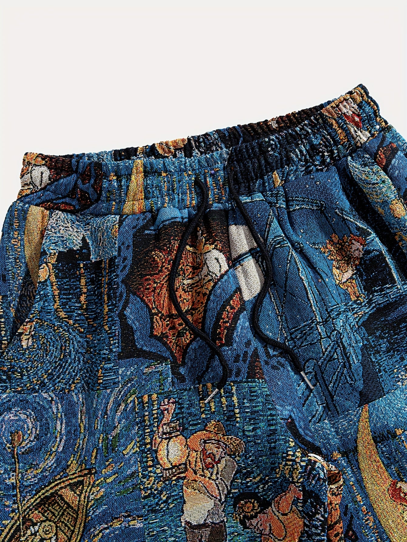 Pantalon décontracté pour homme, coupe droite, taille élastiquée avec cordon de serrage et poches - Tissu non extensible, coupe ample, confort toutes saisons, imprimé galaxie doré