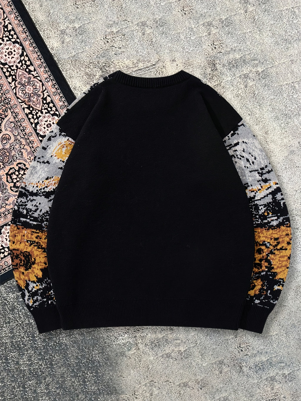Nouveau pull décontracté pour homme, idéal pour l'automne et l'hiver. Coupe ample, orné d'un motif inspiré de Van Gogh représentant un tournesol et un ciel étoilé, avec des manches longues en maille vintage et un col rond.