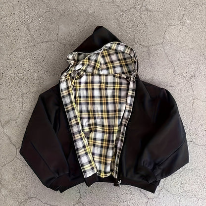 Y2K Vintage Plaid Hoodie, Carefully Selected for Wealth Attraction